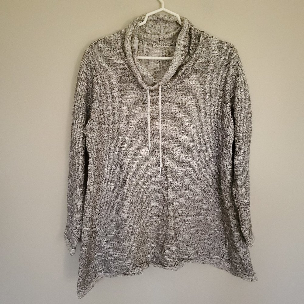 Style & Co boucle knit cowl pullover shirt gray XL
